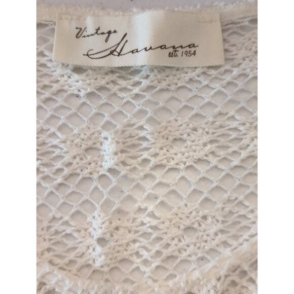 Vintage Women's Havana Cream Floral Lace Sheer Top‎ MED Cottage Core Prairie - Picture 8 of 8